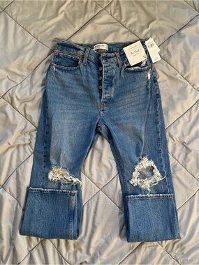 Abercrombie & Fitch Distressed Boyfriend Jeans in Blue